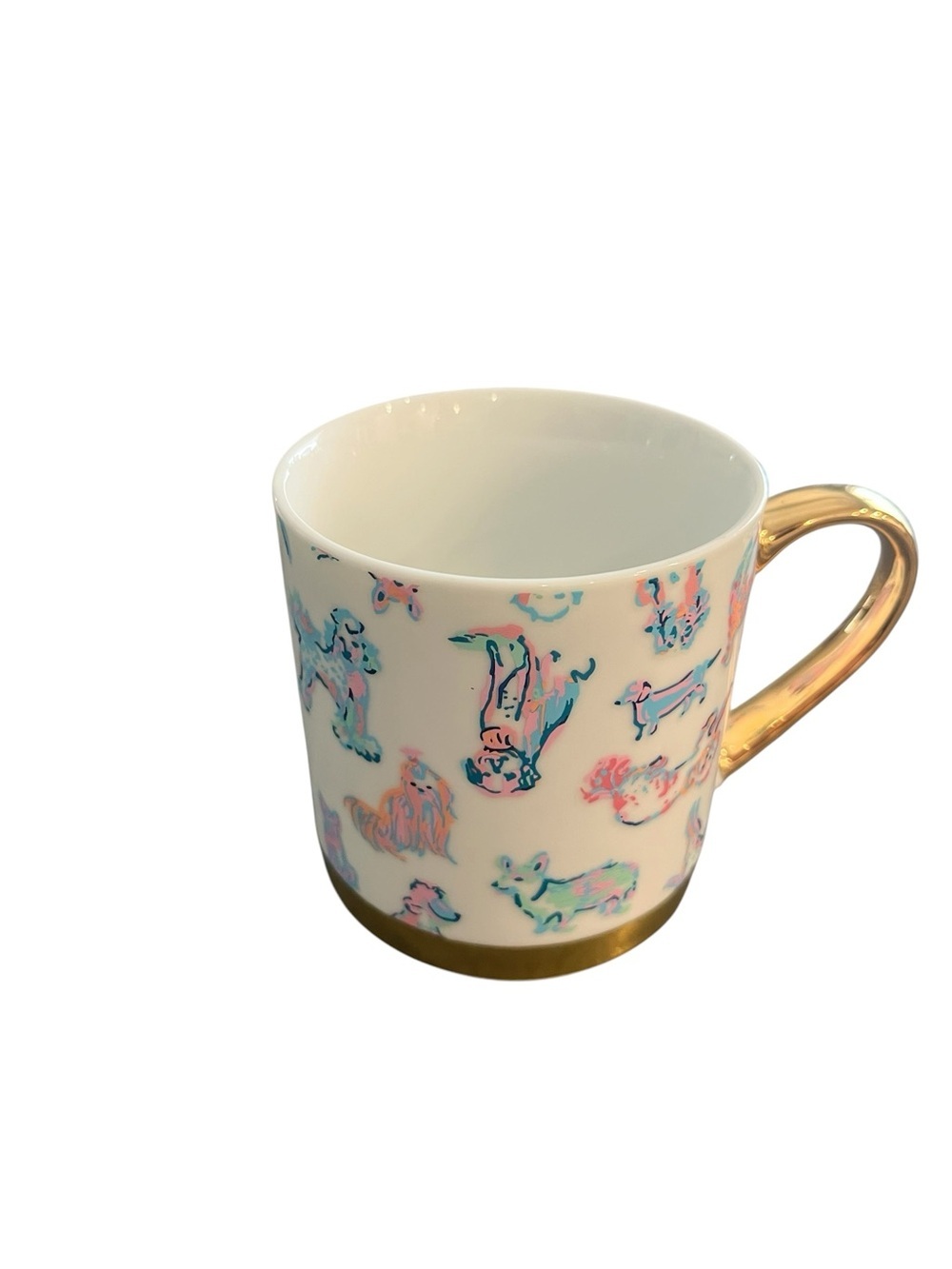 Lily Pulitzer Fur-bulous Dog Mug Pastel Pink Gold